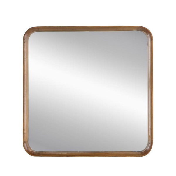 Homeroots 32" Brown Square Wood Framed Accent Mirror  50% Pine Wood,25% Mirror,25% Mdf 485082