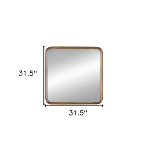 Homeroots 32" Brown Square Wood Framed Accent Mirror  50% Pine Wood,25% Mirror,25% Mdf 485082