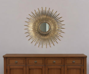 Homeroots 28" Gold Sunburst Iron Framed Accent Mirror  50% Iron,25% Mdf,25% Mirror 485085