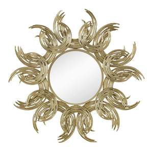 HomeRoots 37" Gold Abstract Sunburst Mirror - Modern Iron Framed Wall Accent for Glam & Contemporary Spaces 485086