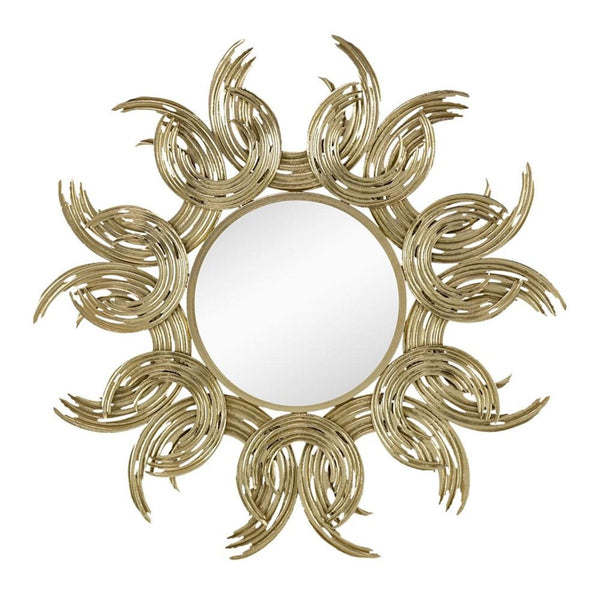 HomeRoots 37" Gold Abstract Sunburst Mirror - Modern Iron Framed Wall Accent for Glam & Contemporary Spaces 485086