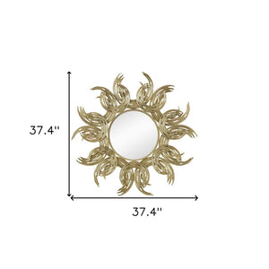 HomeRoots 37" Gold Abstract Sunburst Mirror - Modern Iron Framed Wall Accent for Glam & Contemporary Spaces 485086