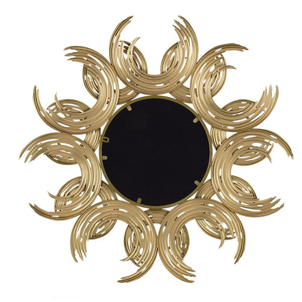 HomeRoots 37" Gold Abstract Sunburst Mirror - Modern Iron Framed Wall Accent for Glam & Contemporary Spaces 485086