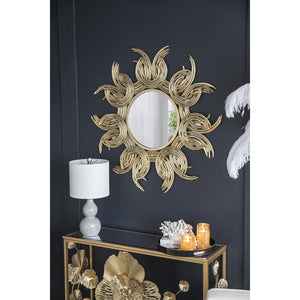 HomeRoots 37" Gold Abstract Sunburst Mirror - Modern Iron Framed Wall Accent for Glam & Contemporary Spaces 485086