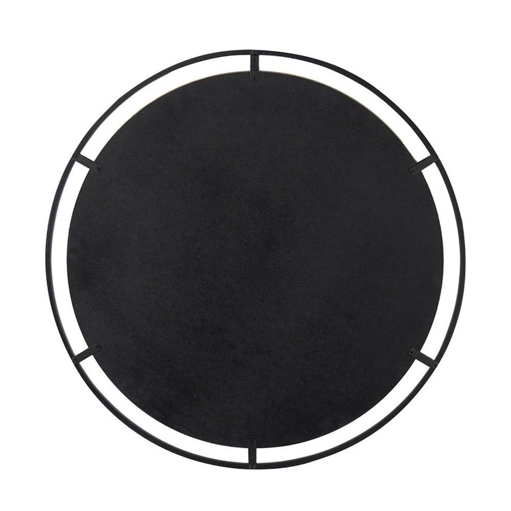HomeRoots 32" Vintage-Inspired Black Round Iron Framed Accent Mirror for Rustic Home Décor and Style 485088