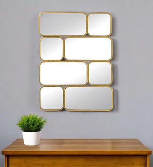 Homeroots 32" Gold Iron Framed Accent Mirror  60% Iron,20% Mirror,20% Mdf 485090