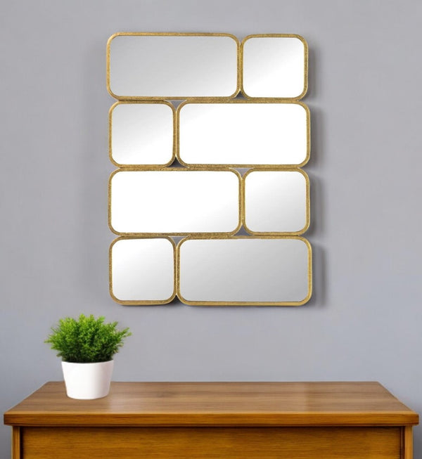 Homeroots 32" Gold Iron Framed Accent Mirror  60% Iron,20% Mirror,20% Mdf 485090