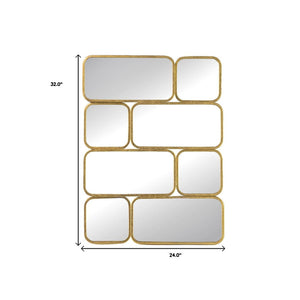 Homeroots 32" Gold Iron Framed Accent Mirror  60% Iron,20% Mirror,20% Mdf 485090