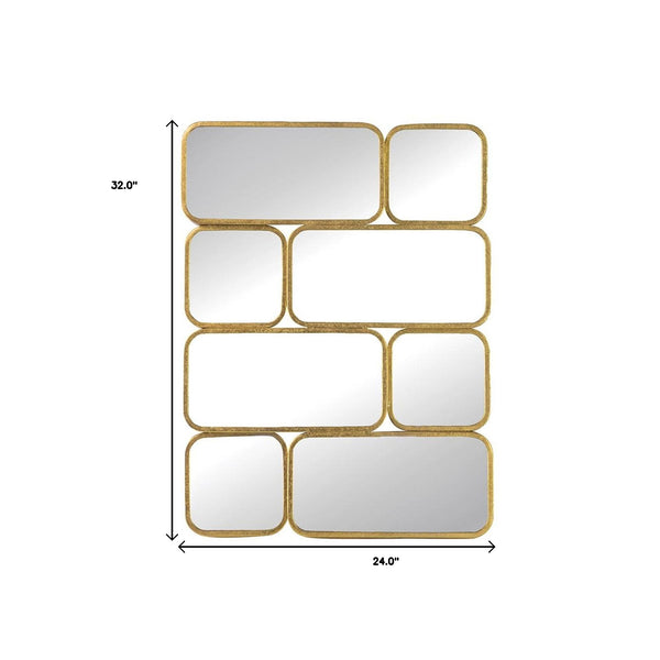 Homeroots 32" Gold Iron Framed Accent Mirror  60% Iron,20% Mirror,20% Mdf 485090