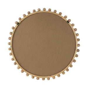 Homeroots 34" Brown Round Accent Mirror  Fir Wood 485091