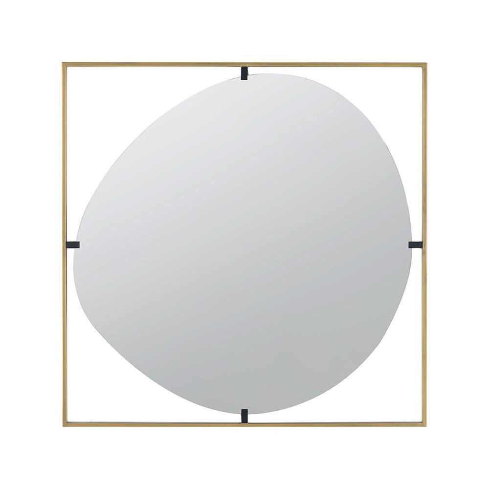 Homeroots 32" Gold Square Iron Framed Accent Mirror  50% Iron,25% Mirror,25% Mdf 485092