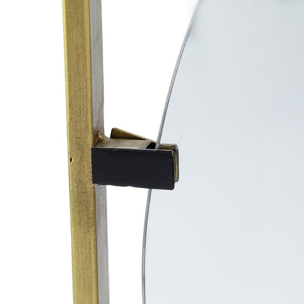 HomeRoots 32" Gold Square Iron Framed Mirror - Luxurious Accent for Entryways, Bedrooms, or Hallways Decor 485092