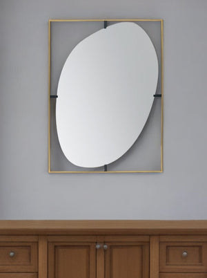 Homeroots 40" Gold Iron Framed Accent Mirror  50% Iron,25% Mirror,25% Mdf 485093