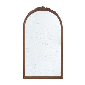 HomeRoots 42" Vintage Crowned Arch Accent Mirror with Distressed Glass, Brown Frame - Timeless Elegance for Any Room 485097