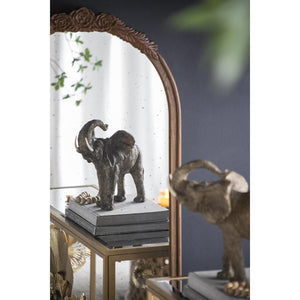HomeRoots 42" Vintage Crowned Arch Accent Mirror with Distressed Glass, Brown Frame - Timeless Elegance for Any Room 485097