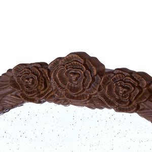 HomeRoots 42" Vintage Crowned Arch Accent Mirror with Distressed Glass, Brown Frame - Timeless Elegance for Any Room 485097