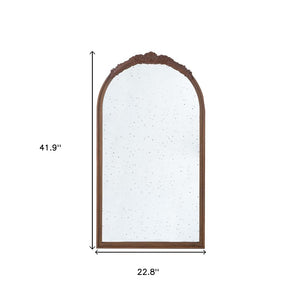 HomeRoots 42" Vintage Crowned Arch Accent Mirror with Distressed Glass, Brown Frame - Timeless Elegance for Any Room 485097