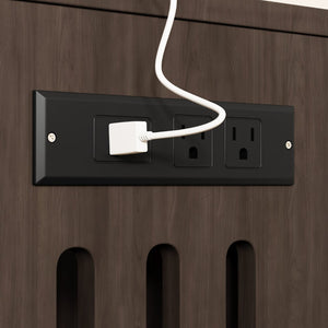 English Elm 37.4" Mdf Cat Litter Enclosure with Tambour Door Walnut Finish and Charging Station N704P380550D