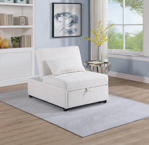 English Elm Contemporary Armless Sleeper Sofa Chair with Sherpa Tufted Seat, Pull-Out Bed & Accent Pillow, White B011P200214