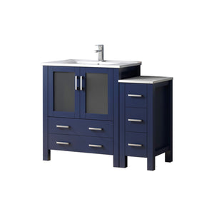 English Elm Navy Blue Single Bath Vanity 48" W With White Ceramic Top & Chrome Faucet, Elegant Storage Solution B2731S01200