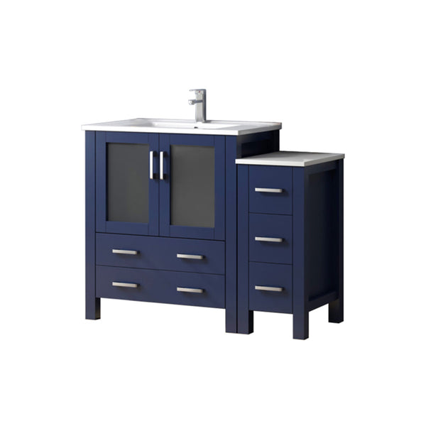 English Elm Navy Blue Single Bath Vanity 48" W With White Ceramic Top & Chrome Faucet, Elegant Storage Solution B2731S01200
