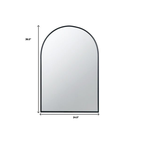 Homeroots 36" Black Metal Arch Accent Mirror  Iron 485100