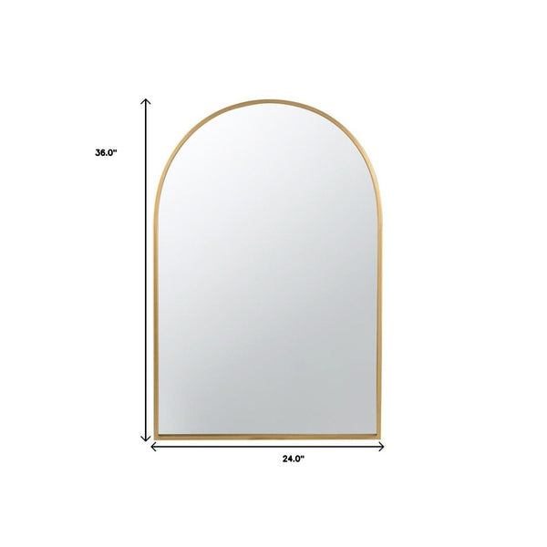 HomeRoots 36" Gold Arch Iron Frame Mirror - Elegant Accent Piece for Modern & Transitional Decor Spaces 485101