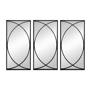 Homeroots Set Of Three Black Iron Framed Accent Mirror  50% Iron,25% Mirror,25% Mdf 485102