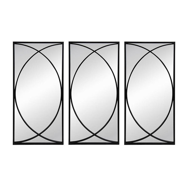 Homeroots Set Of Three Black Iron Framed Accent Mirror  50% Iron,25% Mirror,25% Mdf 485102