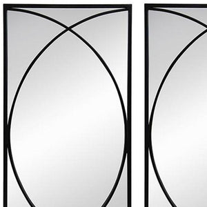 Homeroots Set Of Three Black Iron Framed Accent Mirror  50% Iron,25% Mirror,25% Mdf 485102