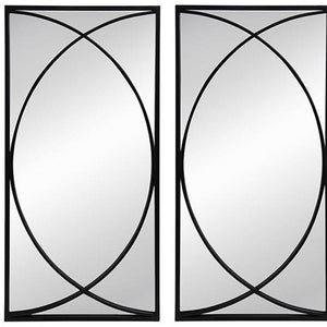 Homeroots Set Of Three Black Iron Framed Accent Mirror  50% Iron,25% Mirror,25% Mdf 485102