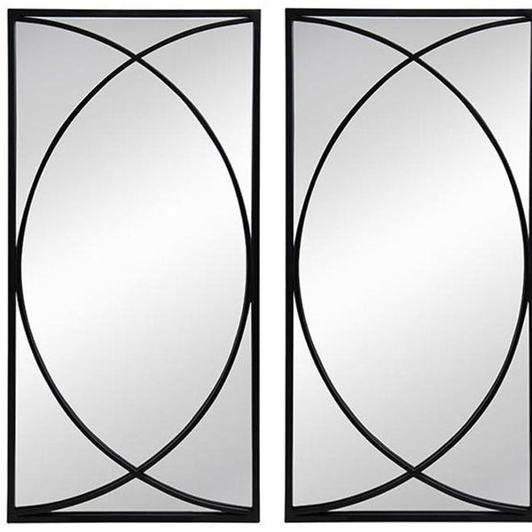 Homeroots Set Of Three Black Iron Framed Accent Mirror  50% Iron,25% Mirror,25% Mdf 485102