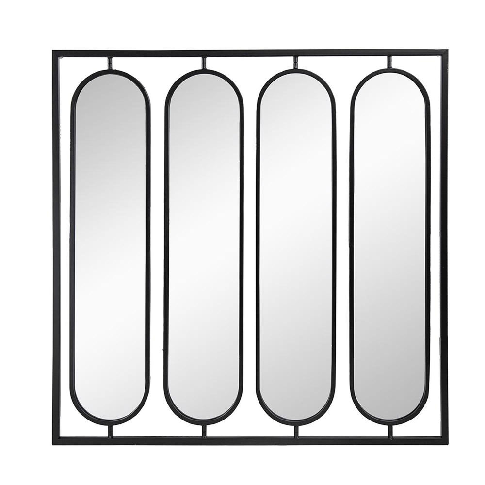 Homeroots 36" Black Square Iron Framed Accent Mirror  50% Iron,25% Mirror,25% Mdf 485103