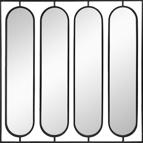 Homeroots 36" Black Square Iron Framed Accent Mirror  50% Iron,25% Mirror,25% Mdf 485103