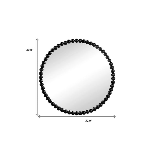 Homeroots 32" Black Round Iron Framed Accent Mirror  50% Iron,25% Mirror,25% Mdf 485107