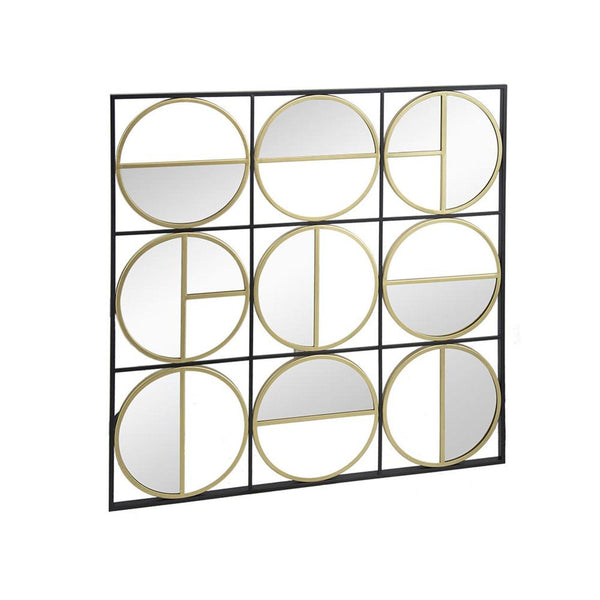 Homeroots 36" Black And Gold Square Iron Framed Accent Mirror  50% Iron,25% Mirror,25% Mdf 485109