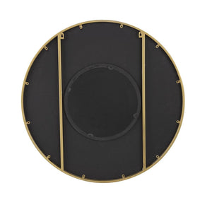 Homeroots 32" Black And Gold Round Manufactured Wood And Metal Framed Accent Mirror  Mdf 485111