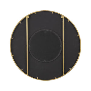 Homeroots 32" Brown And Gold Round Manufactured Wood And Metal Framed Accent Mirror  Mdf 485112
