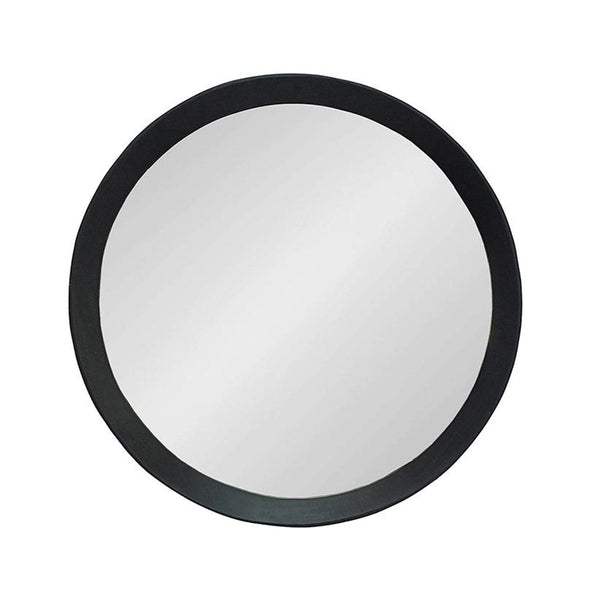 Homeroots 20" Black Round Wood Framed Accent Mirror  50% Mango Wood,25% Mdf,25% Mirror 485113