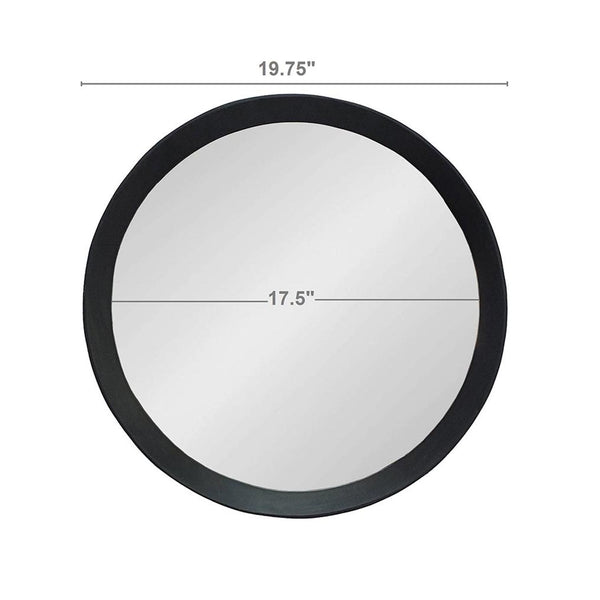 Homeroots 20" Black Round Wood Framed Accent Mirror  50% Mango Wood,25% Mdf,25% Mirror 485113