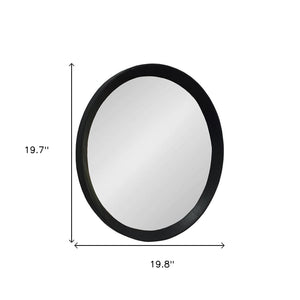 Homeroots 20" Black Round Wood Framed Accent Mirror  50% Mango Wood,25% Mdf,25% Mirror 485113