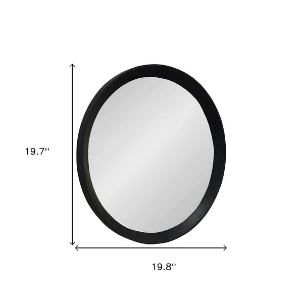 Homeroots 20" Black Round Wood Framed Accent Mirror  50% Mango Wood,25% Mdf,25% Mirror 485113