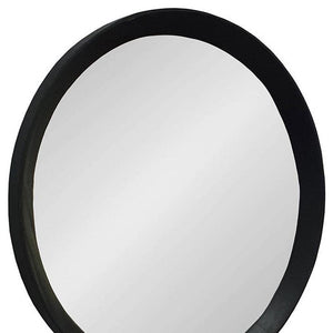 Homeroots 20" Black Round Wood Framed Accent Mirror  50% Mango Wood,25% Mdf,25% Mirror 485113