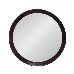 Homeroots 20" Dark Brown Round Wood Framed Accent Mirror  50% Mango Wood,25% Mdf,25% Mirror 485114