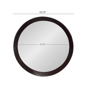 Homeroots 20" Dark Brown Round Wood Framed Accent Mirror  50% Mango Wood,25% Mdf,25% Mirror 485114