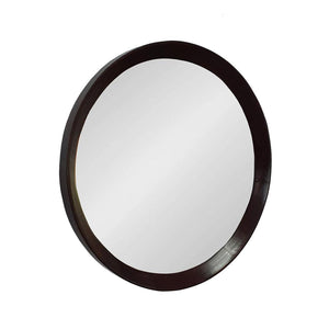 Homeroots 20" Dark Brown Round Wood Framed Accent Mirror  50% Mango Wood,25% Mdf,25% Mirror 485114