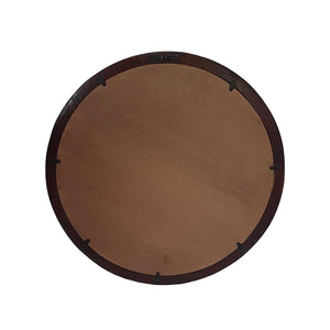 Homeroots 20" Dark Brown Round Wood Framed Accent Mirror  50% Mango Wood,25% Mdf,25% Mirror 485114