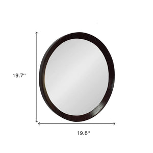 Homeroots 20" Dark Brown Round Wood Framed Accent Mirror  50% Mango Wood,25% Mdf,25% Mirror 485114