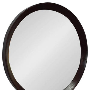 Homeroots 20" Dark Brown Round Wood Framed Accent Mirror  50% Mango Wood,25% Mdf,25% Mirror 485114