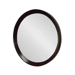 Homeroots 20" Dark Brown Round Wood Framed Accent Mirror  50% Mango Wood,25% Mdf,25% Mirror 485114